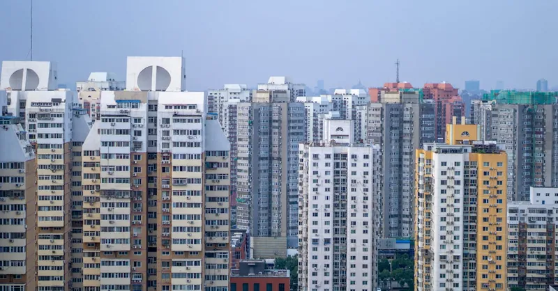 Urban skyline of modern high-rise residential buildings in Beijing, China.