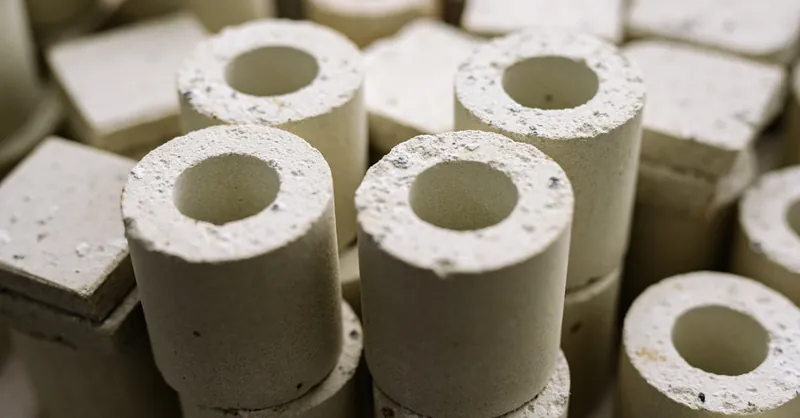 Detailed view of cylindrical concrete structures, ideal for industrial design backgrounds.